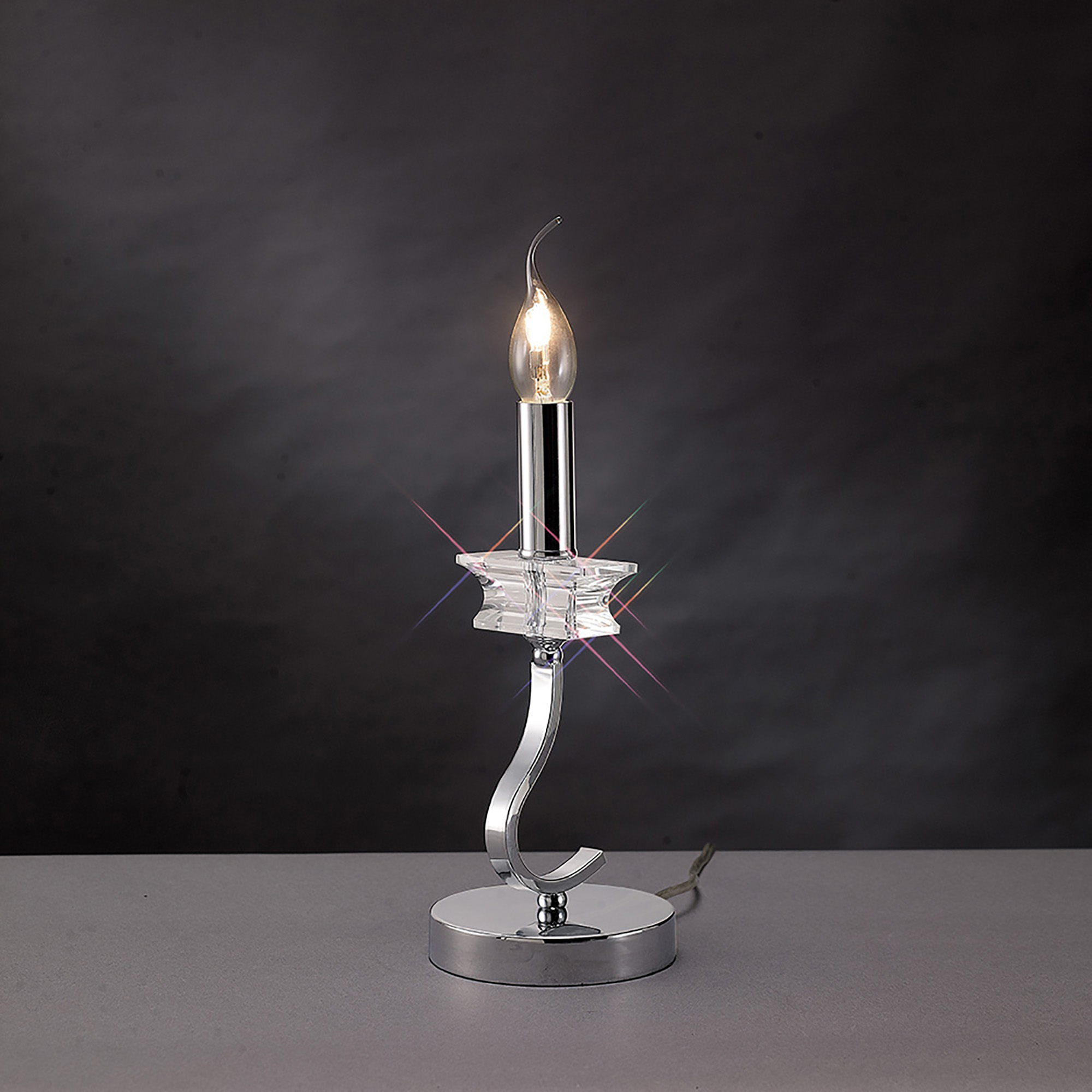 Nydia Polished Chrome Crystal Table Lamps Diyas Armed Table Lamps